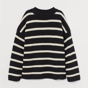 H&M Black and White Striped Knit Sweater